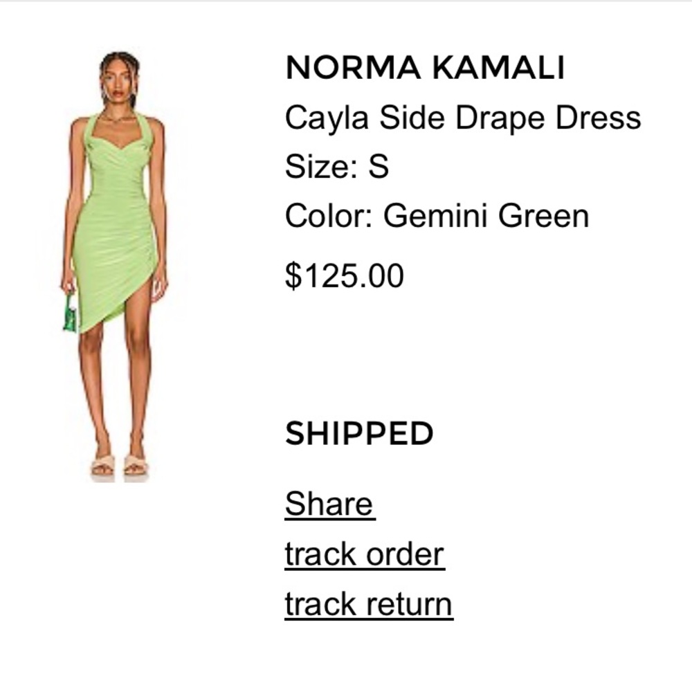 Norma Kamali Neon Lime Ruched Asymmetrical Halter Dress - Picture 2 of 11